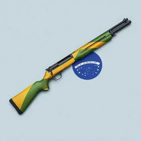espingarda personalizada com a bandeira do Brasil